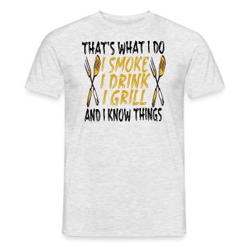 Grill Griller Saying Humor Grill Gift Idea - Men's T-Shirt - heather grey - Front - AI Model Male 178 dark (178cm)