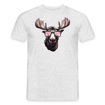 Moose with sunglasses - Men's T-Shirt - heather grey - Front - AI Model Male 178 dark (178cm)