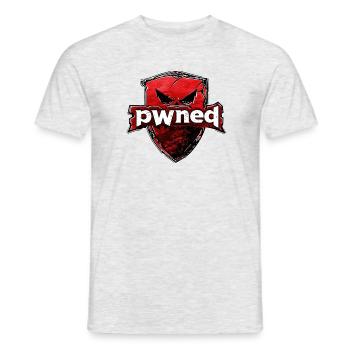 Pwned Shielded Dominance - Show Strength! - Men's T-Shirt - heather grey - Front - AI Model Male 178 dark (178cm)
