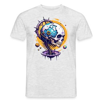 Earth Skull // Totenkopf Erde // Erdball FS0075 - Men's T-Shirt - heather grey - Front - AI Model Male 178 dark (178cm)