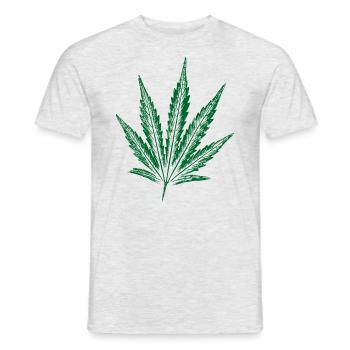 Cannabis Blatt - Männer T-Shirt - Grau meliert - Vorne - AI Model Male 178 dark (178cm)
