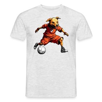 Fussball Hund - Männer T-Shirt - Grau meliert - Vorne - AI Model Male 178 dark (178cm)
