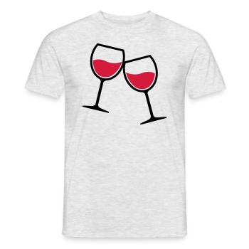 Zwei Weingläser anstoßen - Männer T-Shirt - Grau meliert - Vorne - AI Model Male 178 dark (178cm)