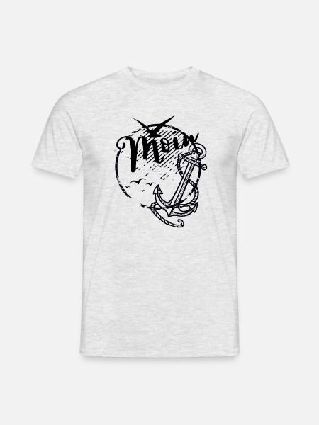 Moin Anker & Möwen Motiv - Männer T-Shirt - Grau meliert