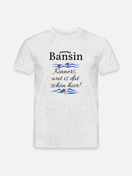 Bansin Ostsee Urlaubs Spruch mit Möwe - Männer T-Shirt - Grau meliert