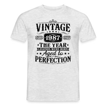 Vintage, 1987, Vintage, Cadeau d’anniversaire - T-shirt homme - gris chiné - Devant - AI Model Male 178 dark (178cm)