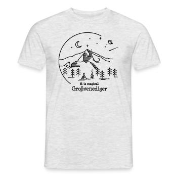 Großvenediger It is magical mountain tour Tour Souvenirs - Men's T-Shirt - heather grey - Front - AI Model Male 178 dark (178cm)