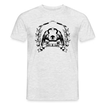 cute & rude hase kaninchen häschen bunny karnickel - Männer T-Shirt - Grau meliert - Vorne - AI Model Male 178 dark (178cm)