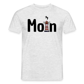 Moin Leuchtturm Möwe - Männer T-Shirt - Grau meliert - Vorne - AI Model Male 178 dark (178cm)