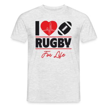 Rugby ist mein Leben,Geschenkidee - Männer T-Shirt - Grau meliert - Vorne - AI Model Male 178 dark (178cm)