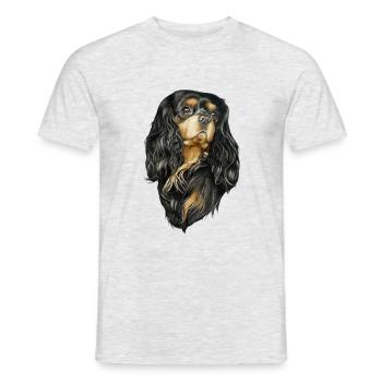Black and Tan Cavalier - Männer T-Shirt - Grau meliert - Vorne - AI Model Male 178 dark (178cm)