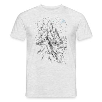 Mountain drawing - Men's T-Shirt - heather grey - Front - AI Model Male 178 dark (178cm)