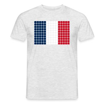 Frankreich Flagge - Quadrate Muster - Männer T-Shirt - Grau meliert - Vorne - AI Model Male 178 dark (178cm)