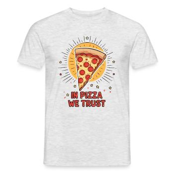 In Pizza We Trust - Men's T-Shirt - heather grey - Front - AI Model Male 178 dark (178cm)