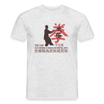 Tai Chi chinese style aka Wushu Arts martiaux - T-shirt homme - gris chiné - Devant - AI Model Male 178 dark (178cm)