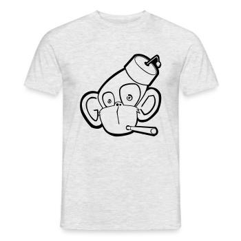 Affe mit Zigarette (Kontur) - Männer T-Shirt - Grau meliert - Vorne - AI Model Male 178 dark (178cm)