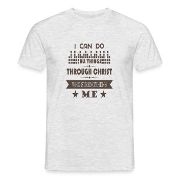 Jesus Christ Strengthens me - Jesus Helps me - Men's T-Shirt - heather grey - Front - AI Model Male 178 dark (178cm)