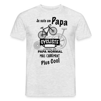 Papa cycliste Papa cool - T-shirt homme - gris chiné - Devant - AI Model Male 178 dark (178cm)