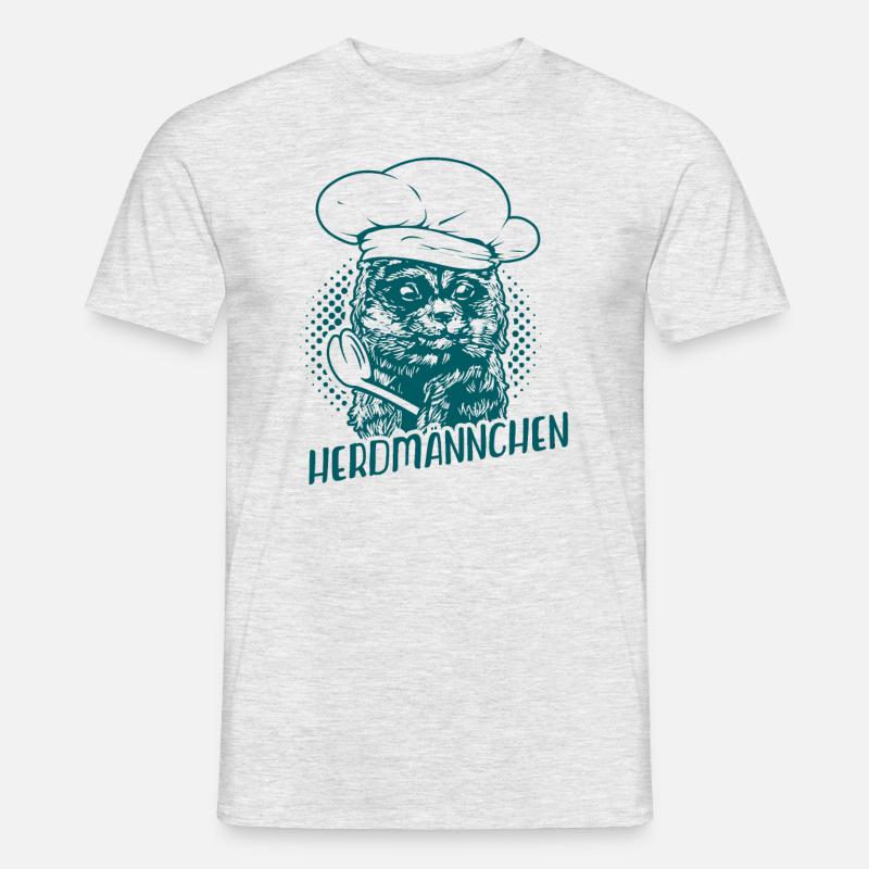 Koch Hobbykoch Kochen Herdmännchen Geschenkidee - Männer T-Shirt - Grau meliert