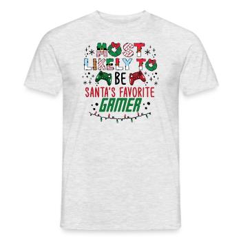Christmas Xmas Gaming Santa's Favorite Gamer - Men's T-Shirt - heather grey - Front - AI Model Male 178 dark (178cm)