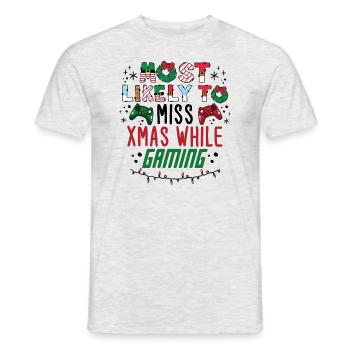 Weihnachten Gamer Lustig Miss Xmas While Gaming - Männer T-Shirt - Grau meliert - Vorne - AI Model Male 178 dark (178cm)