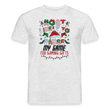 Weihnachten Gamer Pause My Game For Gaming Gifts - Männer T-Shirt - Grau meliert - Vorne - AI Model Male 178 dark (178cm)