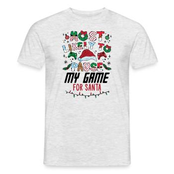 Noël Gamer Gaming Mettez mon jeu en pause pour le Père Noël - T-shirt homme - gris chiné - Devant - AI Model Male 178 dark (178cm)