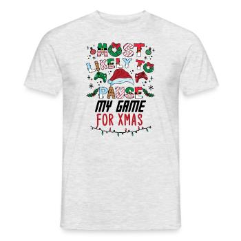 Weihnachten Gamer Gaming Pause My Game For Xmas - Männer T-Shirt - Grau meliert - Vorne - AI Model Male 178 dark (178cm)