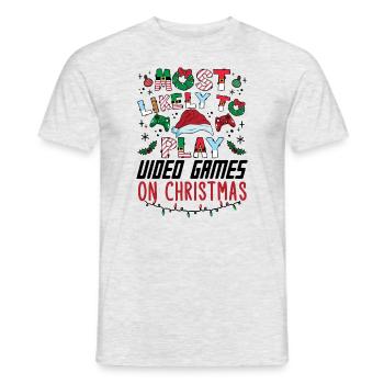 Christmas Gamer Gaming Saying Funny Humor Xmas - Men's T-Shirt - heather grey - Front - AI Model Male 178 dark (178cm)