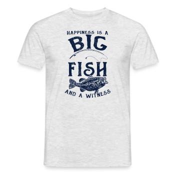 Angler Angeln Geschenkidee Happiness Is A Big Fish - Männer T-Shirt - Grau meliert - Vorne - AI Model Male 178 dark (178cm)