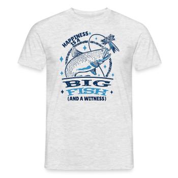 Angler Angeln Geschenkidee Happiness Is A Big Fish - Männer T-Shirt - Grau meliert - Vorne - AI Model Male 178 dark (178cm)