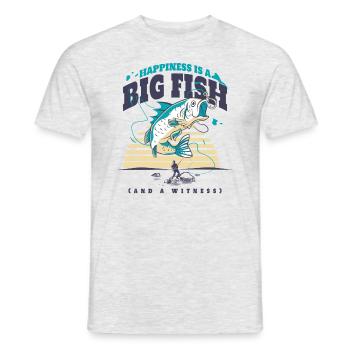 Angler Angeln Geschenkidee Happiness Is A Big Fish - Männer T-Shirt - Grau meliert - Vorne - AI Model Male 178 dark (178cm)