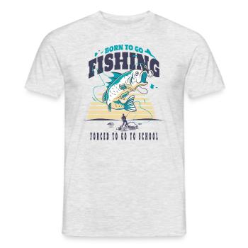 Angeln Né pour aller à la pêche Forcé d’aller à l’école - T-shirt homme - gris chiné - Devant - AI Model Male 178 dark (178cm)