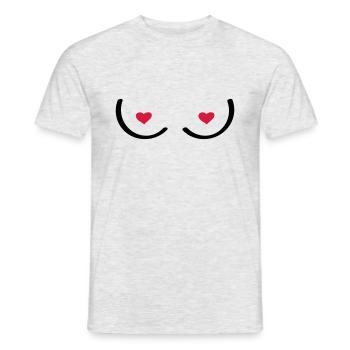 Sexy jeune femme. Seins érotiques. - T-shirt homme - gris chiné - Devant - AI Model Male 178 dark (178cm)