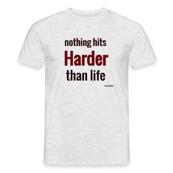 Nichts trifft härter als das Leben - Männer T-Shirt - Grau meliert - Vorne - AI Model Male 178 dark (178cm)