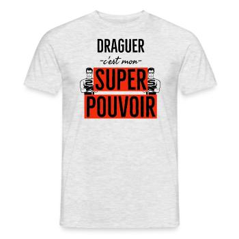 Draguer est mon super pouvoir. - T-shirt homme - gris chiné - Devant - AI Model Male 178 dark (178cm)