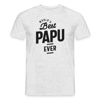 World's Best Papu Ever - Design for Dad & Grandpa - Men's T-Shirt - heather grey - Front - AI Model Male 178 dark (178cm)