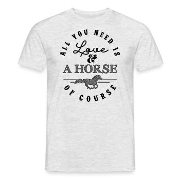 Tout ce dont vous avez besoin, c’est d’amour et d’un cheval - Western Edition - T-shirt homme - gris chiné - Devant - AI Model Male 178 dark (178cm)
