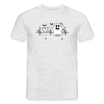 Heartbeat Halloween, Halloween Vibes, Boo - Men's T-Shirt - heather grey - Front - AI Model Male 178 dark (178cm)