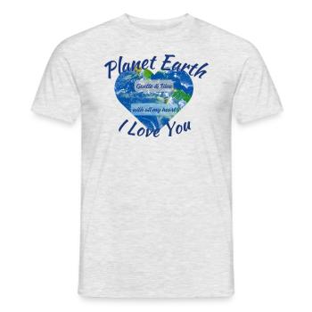 Planet Earth I Love You - Männer T-Shirt - Grau meliert - Vorne - AI Model Male 178 dark (178cm)