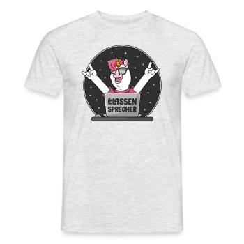 Klassen Sprecher Schule Einhorn PC Klassensprecher - Männer T-Shirt - Grau meliert - Vorne - AI Model Male 178 dark (178cm)