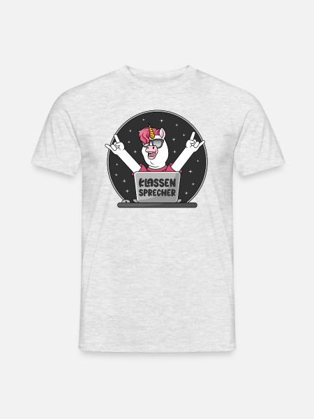 Klassen Sprecher Schule Einhorn PC Klassensprecher - Männer T-Shirt - Grau meliert