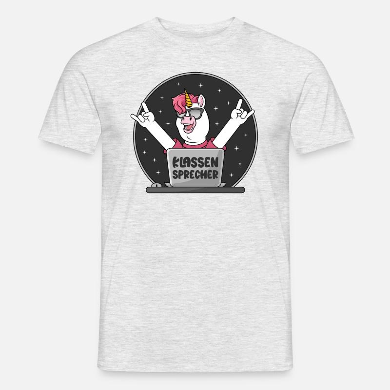 Klassen Sprecher Schule Einhorn PC Klassensprecher - Männer T-Shirt - Grau meliert