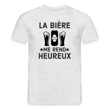 Humour sur bière - T-shirt homme - gris chiné - Devant - AI Model Male 178 dark (178cm)