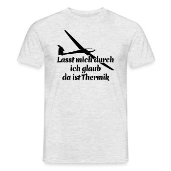 Lasst mich durch ich glaub da ist Thermik - Spruch - Männer T-Shirt - Grau meliert - Vorne - AI Model Male 178 dark (178cm)
