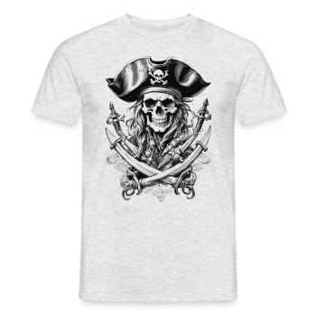 Piraten Logo - Männer T-Shirt - Grau meliert - Vorne - AI Model Male 178 dark (178cm)