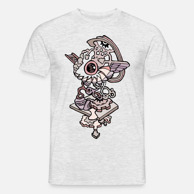Retro Artwork Flying Eye - Männer T-Shirt - Grau meliert