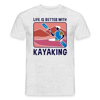 La vie avec le kayak, la vie sauvage, le pagayage - T-shirt homme - gris chiné - Devant - AI Model Male 178 dark (178cm)