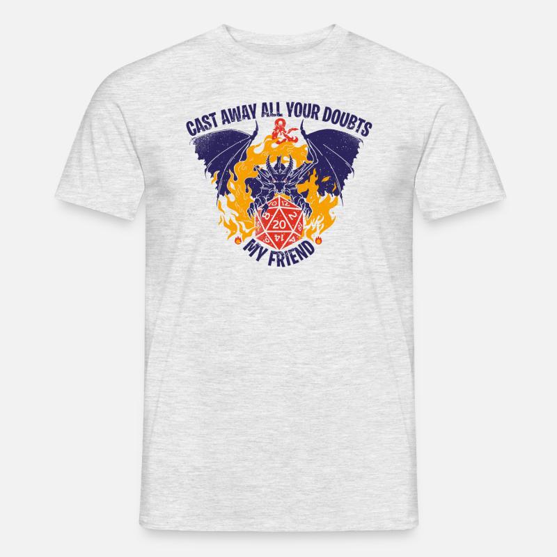 Dungeons And Dragons Hellfire Dragon And D20 Cube - Men’s T-shirt - heather grey