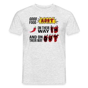 Gutes Essen tut weh - Männer T-Shirt - Grau meliert - Vorne - AI Model Male 178 dark (178cm)